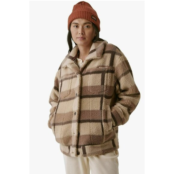 Bass Outdoor Jackets & Blazers - BASS OUTDOOR Womens Sherpa fleece Plaid Brown Jacket Large NWT
